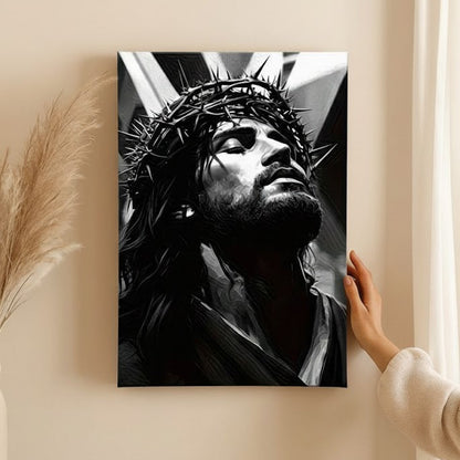 2D Flat Canvas Poster Wall Art - Crown of Thorns B&W (unframed)