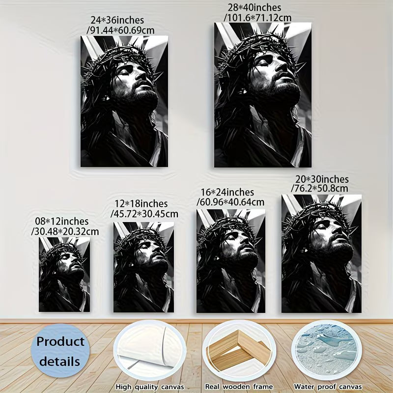 2D Flat Canvas Poster Wall Art - Crown of Thorns B&W (unframed)