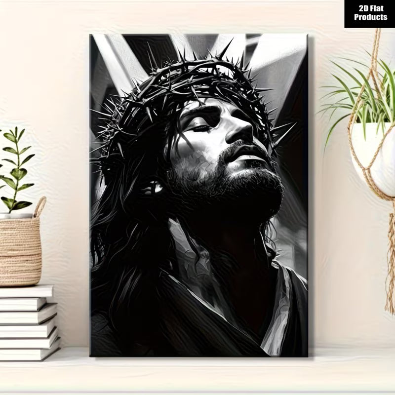 2D Flat Canvas Poster Wall Art - Crown of Thorns B&W (unframed)