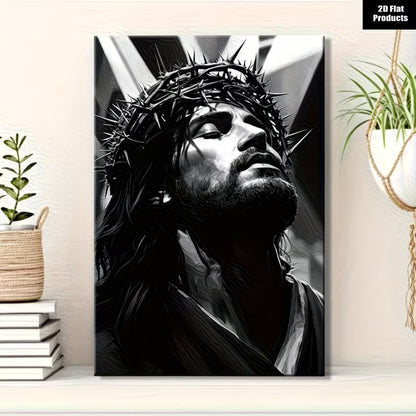 2D Flat Canvas Poster Wall Art - Crown of Thorns B&W (unframed)