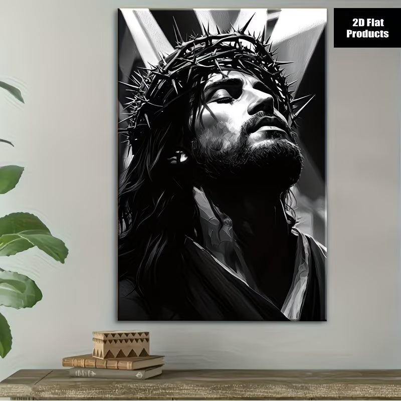 2D Flat Canvas Poster Wall Art - Crown of Thorns B&W (unframed)