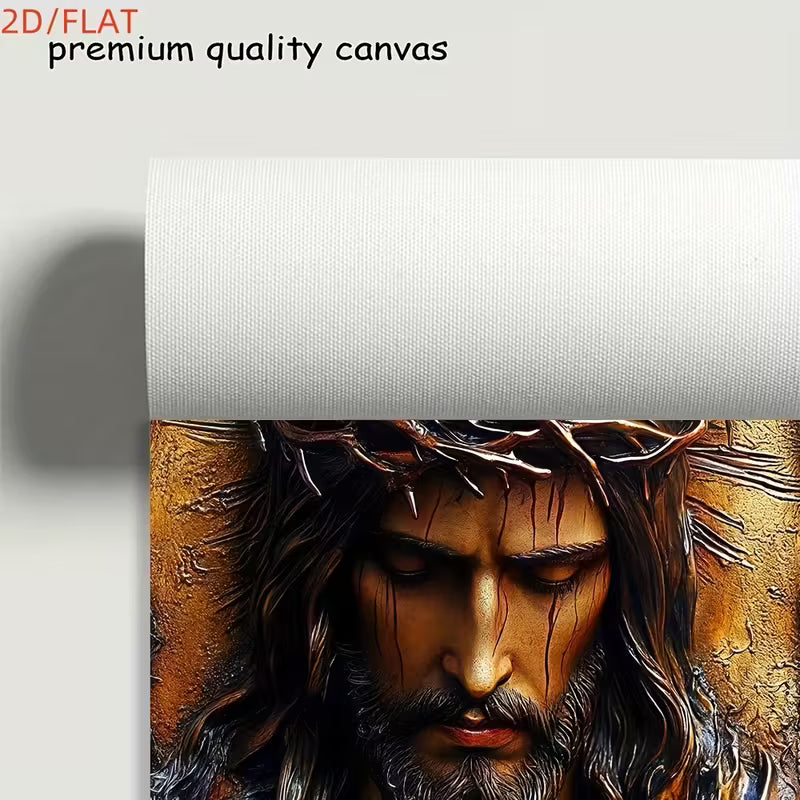2D Flat Canvas Poster Wall Art - Jesus with Crown of Thorns (unframed)