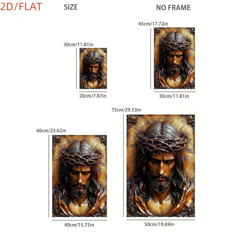 2D Flat Canvas Poster Wall Art - Jesus with Crown of Thorns (unframed)