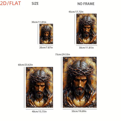 2D Flat Canvas Poster Wall Art - Jesus with Crown of Thorns (unframed)