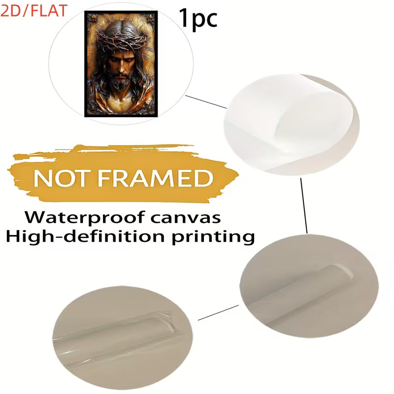 2D Flat Canvas Poster Wall Art - Jesus with Crown of Thorns (unframed)