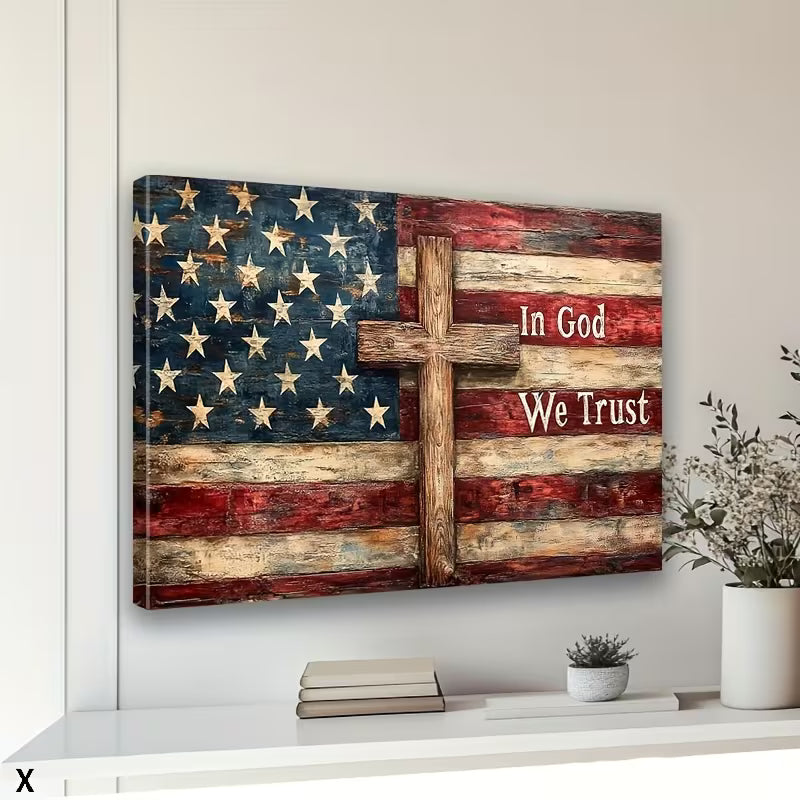 Canvas Poster Wall Art- Vintage American Flag (unframed)