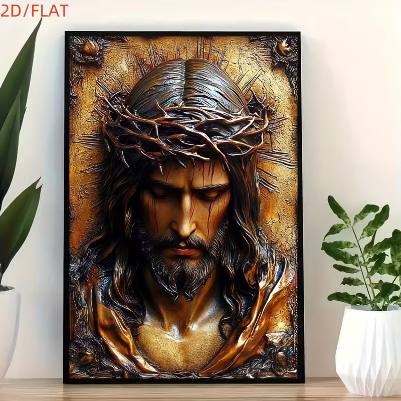 2D Flat Canvas Poster Wall Art - Jesus with Crown of Thorns (unframed)