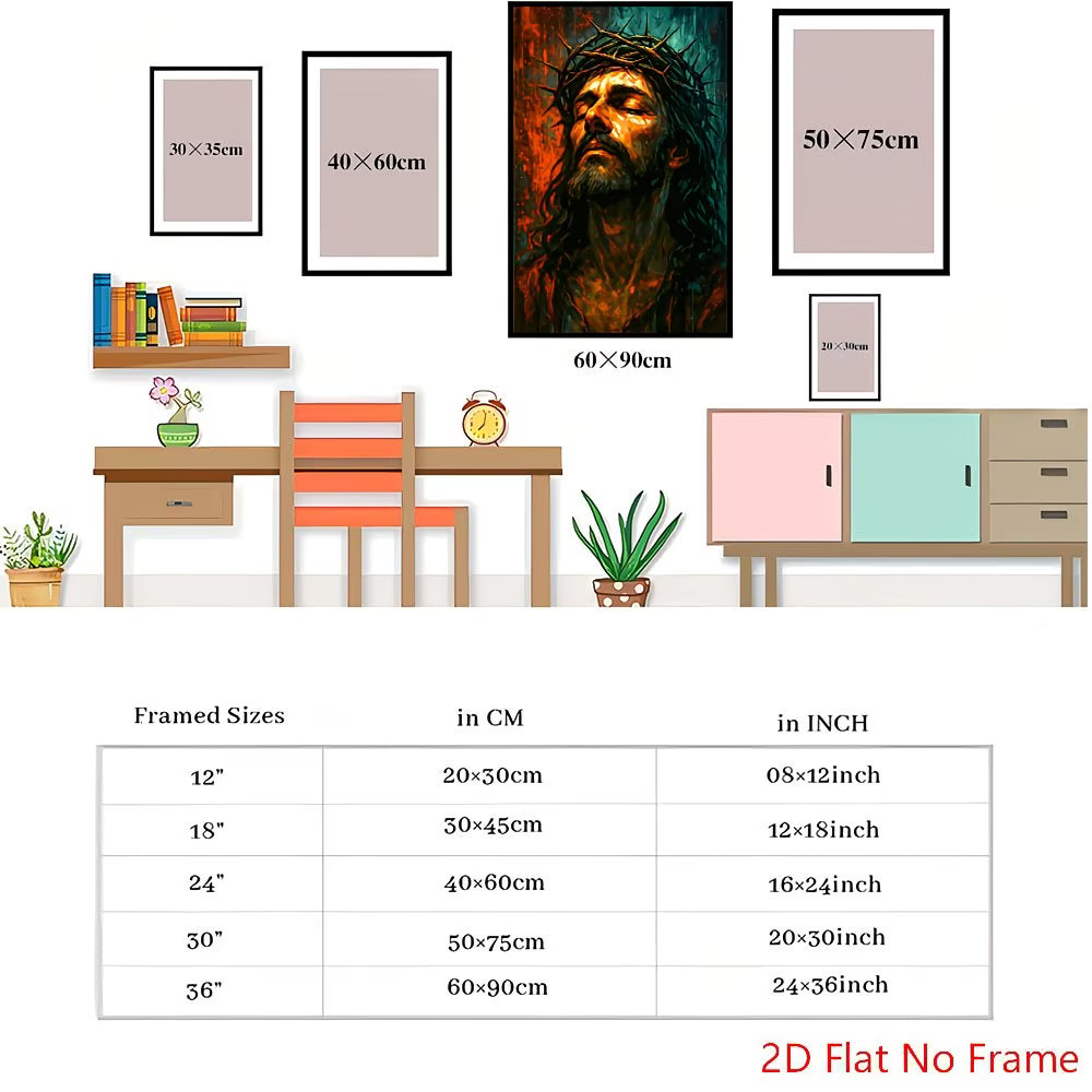 2D Flat Canvas Poster Wall Art - Crown of Thorns Vintage (unframed)