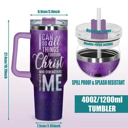 Insulated Tumbler With Straw 40oz- Faith Purple Butterfly