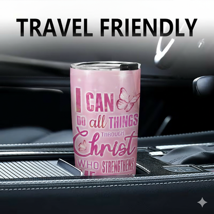 Insulated Tumbler 20oz- Cross Butterfly Floral