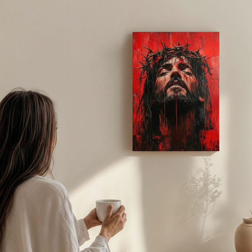 2D Flat Canvas Poster Wall Art - Crown of Thorns & Scarlet (unframed)