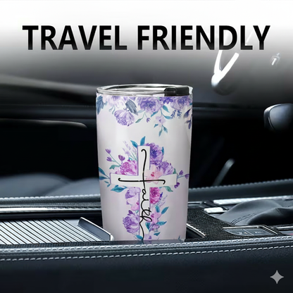 Insulated Tumbler 20oz- Faith Cross Floral