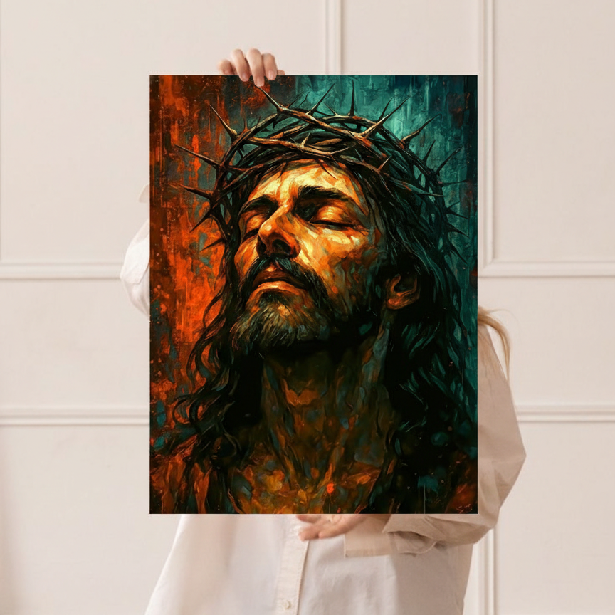 2D Flat Canvas Poster Wall Art - Crown of Thorns Vintage (unframed)
