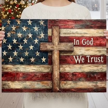 Canvas Poster Wall Art- Vintage American Flag (unframed)