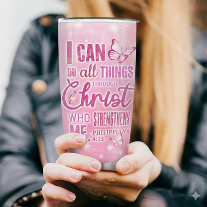 Insulated Tumbler 20oz- Cross Butterfly Floral