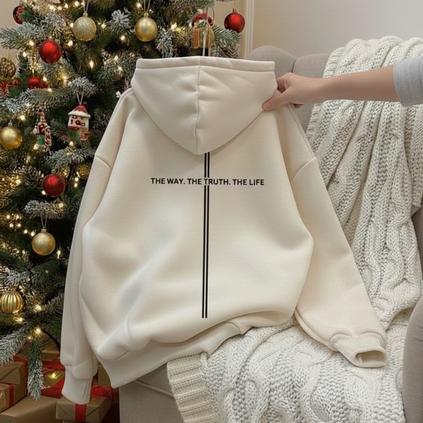 Stylish Hoodie Long Sleeve Pullover - Cross Way Truth Life