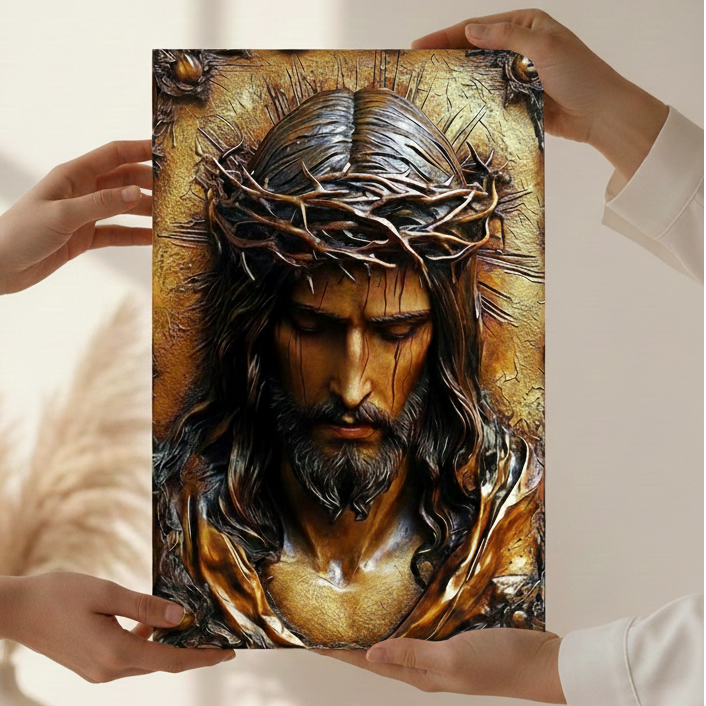 2D Flat Canvas Poster Wall Art - Jesus with Crown of Thorns (unframed)