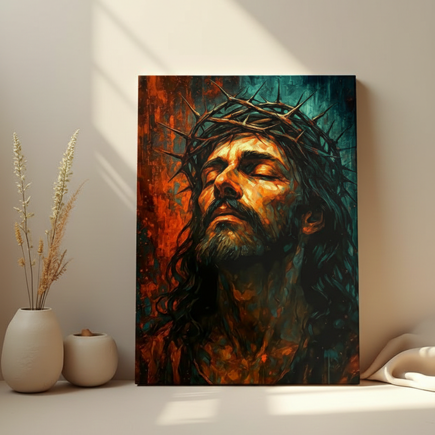 2D Flat Canvas Poster Wall Art - Crown of Thorns Vintage (unframed)
