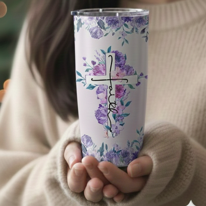 Insulated Tumbler 20oz- Faith Cross Floral