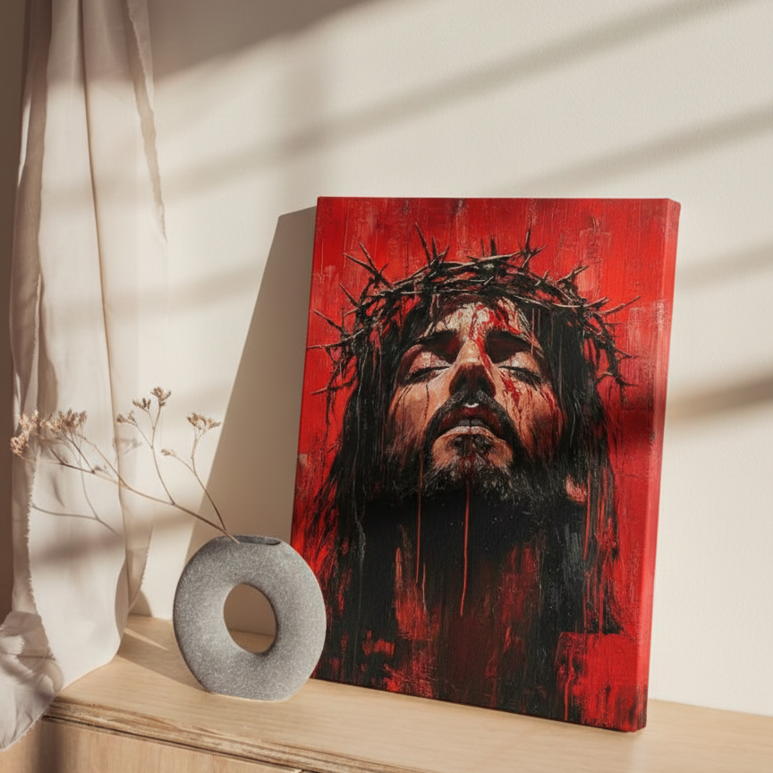 2D Flat Canvas Poster Wall Art - Crown of Thorns & Scarlet (unframed)