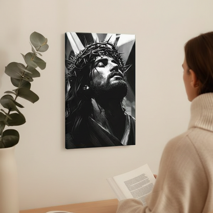 2D Flat Canvas Poster Wall Art - Crown of Thorns B&W (unframed)