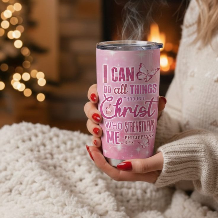 Insulated Tumbler 20oz- Cross Butterfly Floral