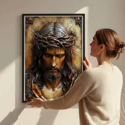 2D Flat Canvas Poster Wall Art - Jesus with Crown of Thorns (unframed)