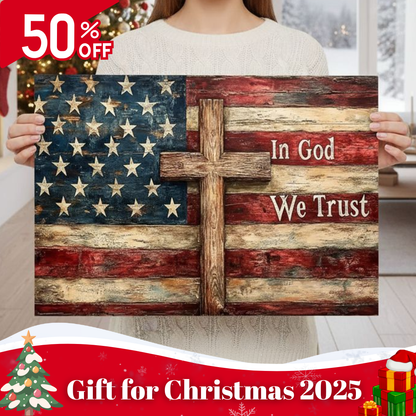 Canvas Poster Wall Art- Vintage American Flag (unframed)