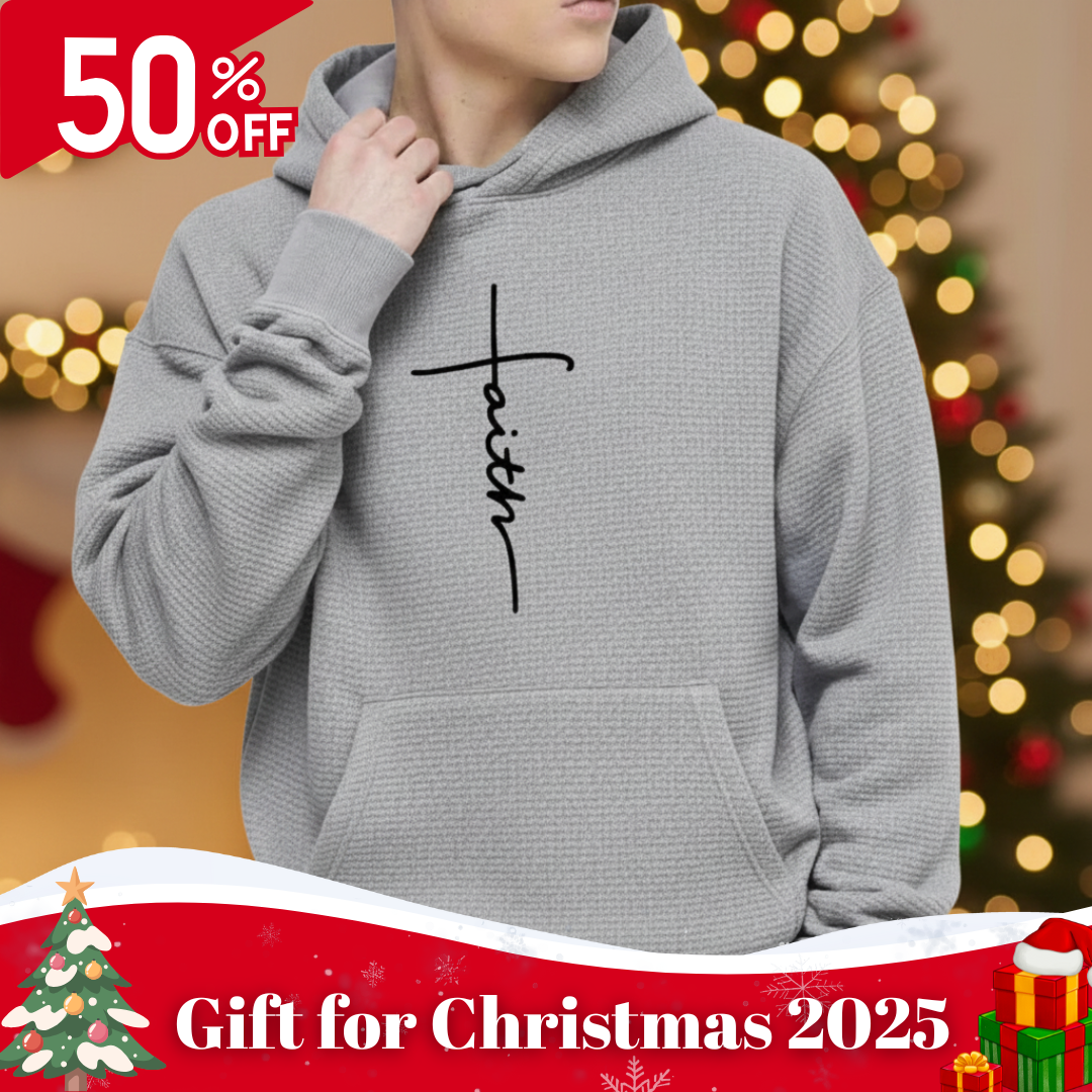 Waffle Hoodie Patterned Long-Sleeve - Faith
