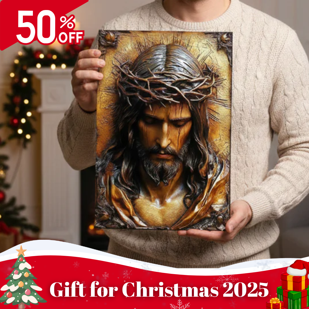 2D Flat Canvas Poster Wall Art - Jesus with Crown of Thorns (unframed)