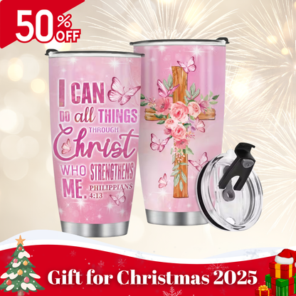 Insulated Tumbler 20oz- Cross Butterfly Floral